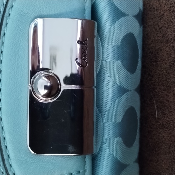 Coach turquoise signature collection evening bag - Picture 4 of 4